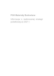 PGK Materiały Budowlane strategia podatkowa 2021